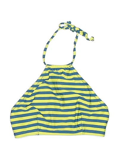 Pre-owned Jcrew Swimsuit Top Yellow Stripes Pattern Swimwear