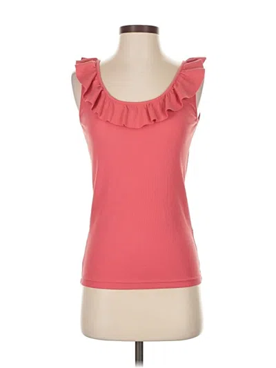 Pre-owned Jcrew Tank Top Pink Ruffles Neckline Tops