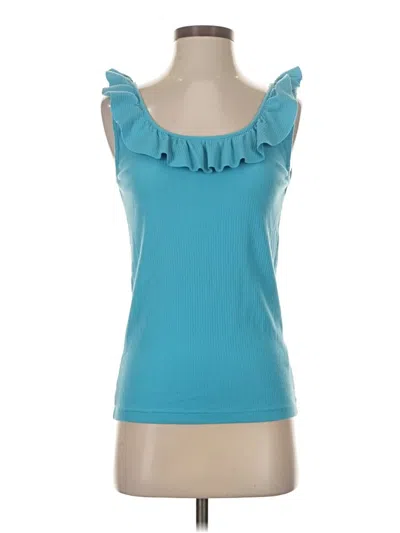 Pre-owned Jcrew Tank Top Teal Ruffles Neckline Tops