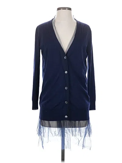 Pre-owned Jcrew Wool Cardigan Sweater In Blue