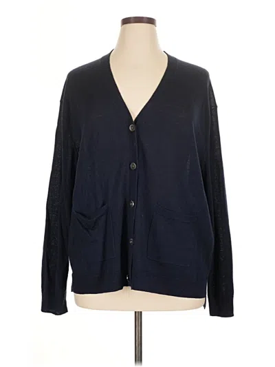 Pre-owned Jcrew Wool Cardigan Sweater In Blue