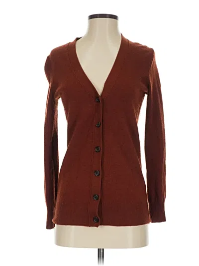 Pre-owned Jcrew Wool Cardigan Sweater In Brown