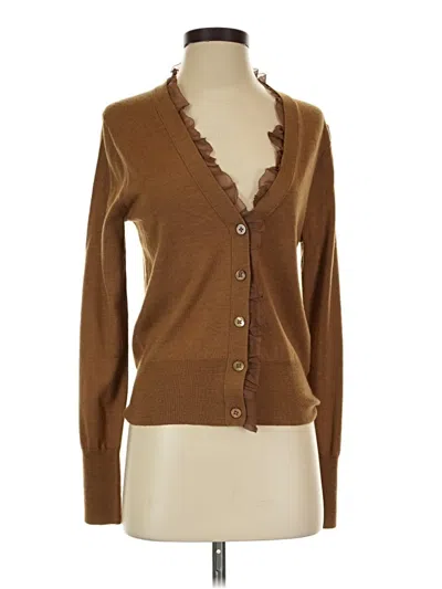 Pre-owned Jcrew Wool Cardigan Sweater In Brown