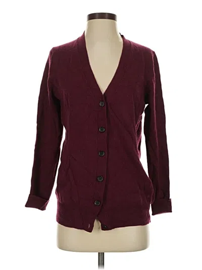 Pre-owned Jcrew Wool Cardigan Sweater In Burgundy