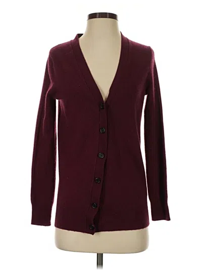 Pre-owned Jcrew Wool Cardigan Sweater In Burgundy