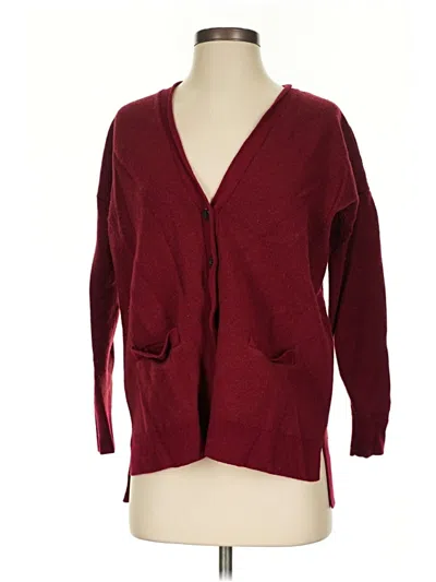 Pre-owned Jcrew Wool Cardigan Sweater In Burgundy