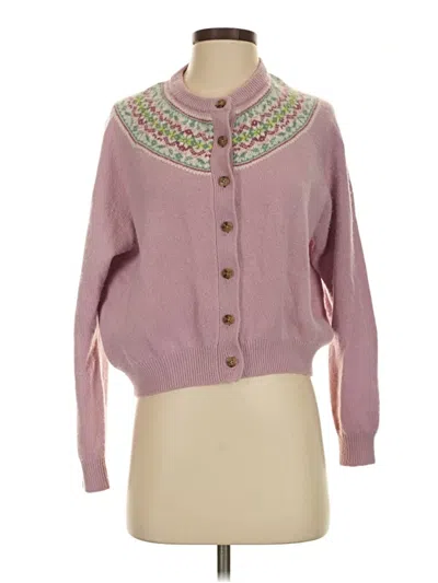 Pre-owned Jcrew Wool Cardigan Sweater In Pink