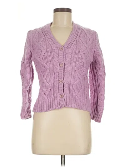Pre-owned Jcrew Wool Cardigan Sweater In Purple