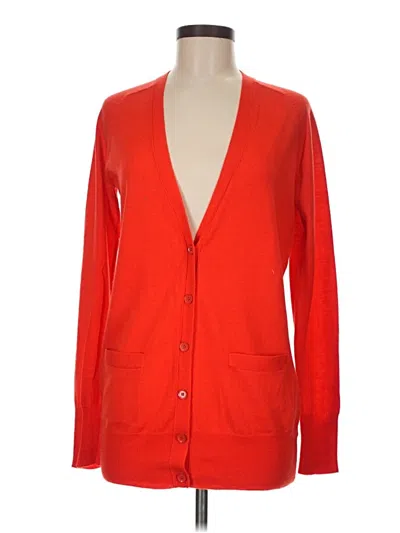 Pre-owned Jcrew Wool Cardigan Sweater In Red