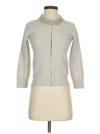 Pre-owned Jcrew Wool Cardigan Sweater In Silver