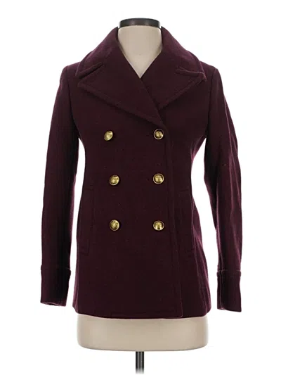 Pre-owned Jcrew Wool Coat In Burgundy