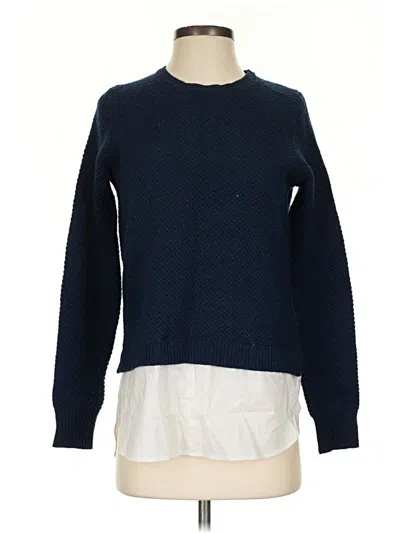 Pre-owned Jcrew Wool Pullover Sweater In Blue