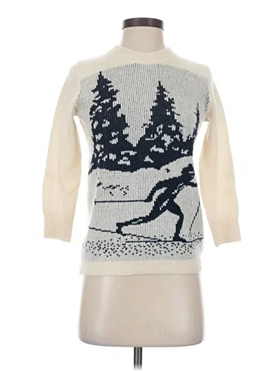 Pre-owned Jcrew Wool Pullover Sweater In White