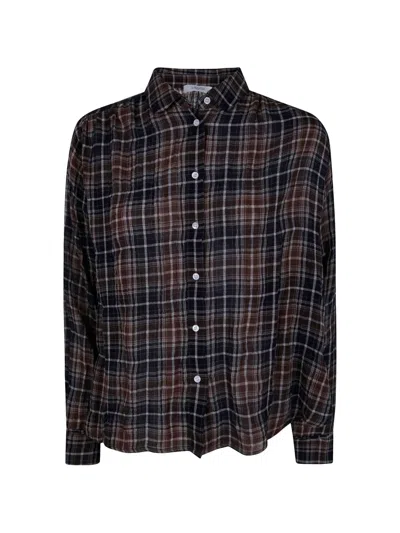 Jcsophie Check-pattern Cotton Shirt In Brown