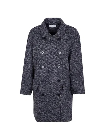 Jcsophie Double-breasted Wool Coat In Black