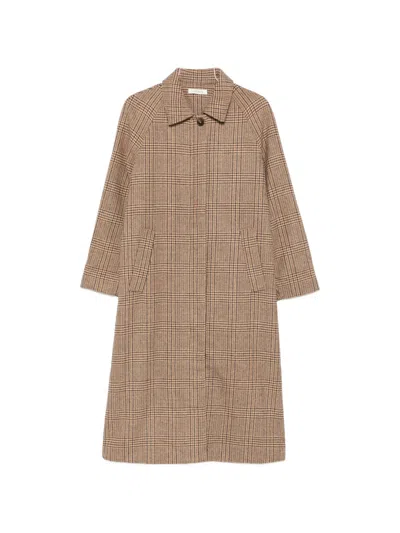 Jcsophie Panna Check-pattern Raglan-sleeve Coat In Neutrals