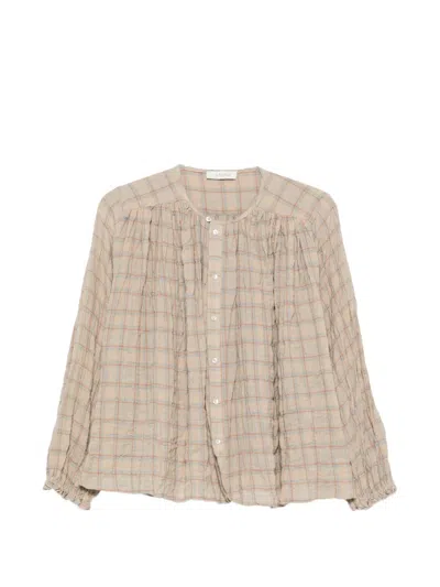 Jcsophie Paris Check-print Seersucker Blouse In Neutral