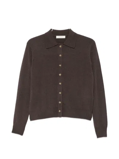 Jcsophie Porcelain Button-up Collared Cardigan In Brown