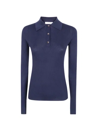 Jcsophie Ribbed-knit Long-sleeve Sweater In Blau
