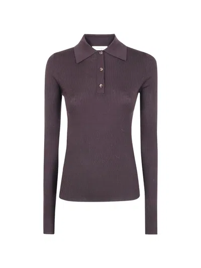 Jcsophie Ribbed-knit Polo Sweater In Braun