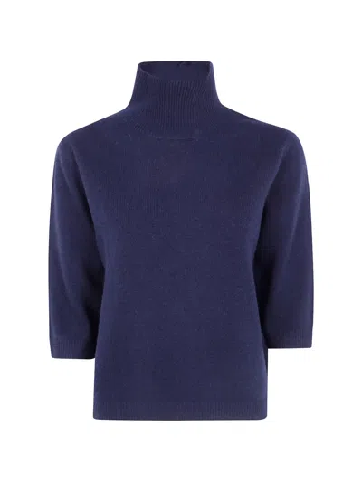 Jcsophie Roll-neck Short-sleeve Fine-knit Top In Blue