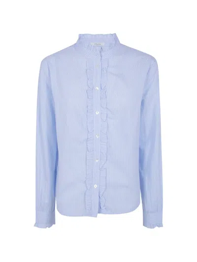 Jcsophie Ruffle-trimmed Striped Shirt In Blue