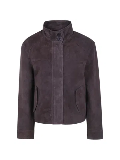 Jcsophie Suede High-neck Jacket In Brown