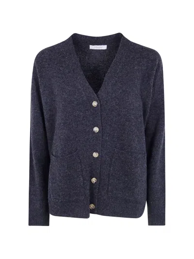 Jcsophie V-neck Patch-pocket Cardigan In Grau