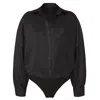 Jd.june Women's Black Non-iron Bodysuit For Bosses® In Charcoal Cotton Button Up - Relaxed Fit In Black