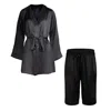 Je Mérite (i Deserve) Women's Lola Silk Shirt Dress & Tuxedo Short Set In Black In Black