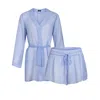 Je Mérite (i Deserve) Women's Pink / Purple / Blue Donna Silk Chiffon Shirt Dress & Tap Short Set In Periwinkle Blue In Pink/purple/blue
