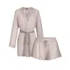 Je Mérite (i Deserve) Women's Pink / Purple Donna Silk Chiffon Shirt Dress & Tap Short Set In Blush Pink In Pink/purple