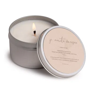 Je Mérite (i Deserve) White Je Mérite Du Repos, I Deserve Rest Affirmation Candle