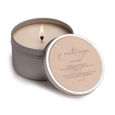 Je Mérite (i Deserve) White Je Mérite La Paix, I Deserve Peace Affirmation Candle