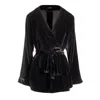 Je Mérite (i Deserve) Women's Black Josephine Silk Velvet Short Robe In Noire In Black