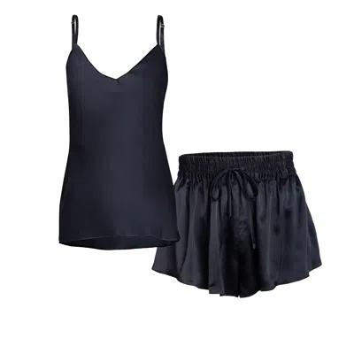 Je Mérite (i Deserve) Women's Lola Silk Camisole & Pleated Short Set In Black
