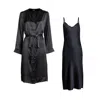 Je Mérite (i Deserve) Women's Lola Silk Nightdress & Chemise Set In Black In Black