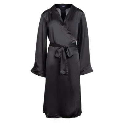 Je Mérite (i Deserve) Women's Lola Silk Wrap Robe In Black