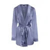 Je Mérite (i Deserve) Women's Blue / Pink / Purple Lola Silk Short Robe In Periwinkle Blue In Blue/pink/purple
