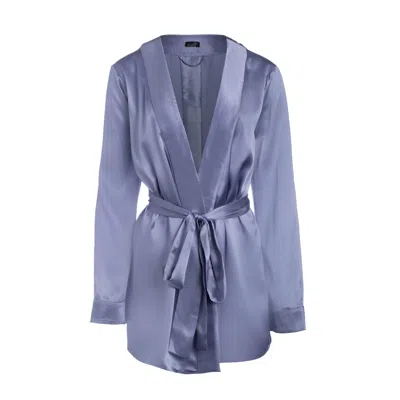 Je Mérite Women's Blue / Pink / Purple Lola Silk Short Robe In Periwinkle In Blue/pink/purple