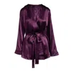 Je Mérite (i Deserve) Women's Pink / Purple Lola Silk Short Robe In Aubergine In Pink/purple