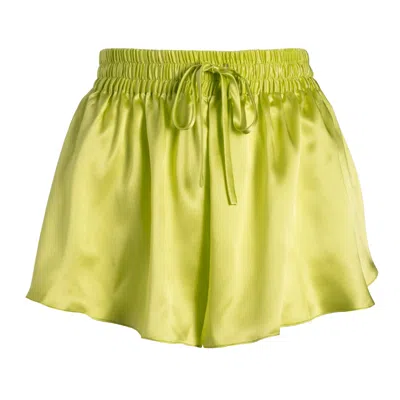 Je Mérite (i Deserve) Women's Yellow / Orange Lola Silk Pleated Short In Citron Yellow In Yellow/orange/green