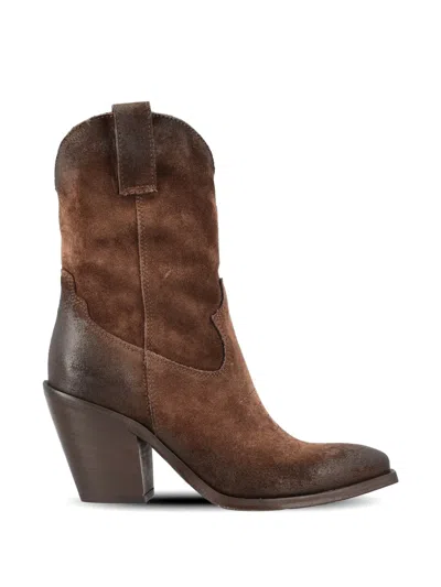 Je T'aime Milano|woman Suede Western-style Boots In Brown