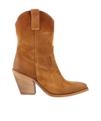 Je T'aime Western Fringed Boots In Brown