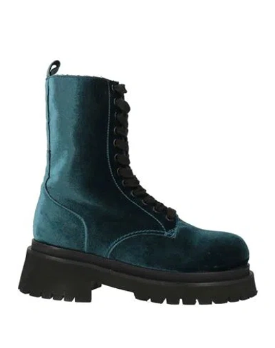 Je T'aime Woman Ankle Boots Deep Teal Size 7 Textile Fibers In Green