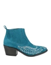 Je T'aime Woman Ankle Boots Deep Teal Size 8 Leather In Green