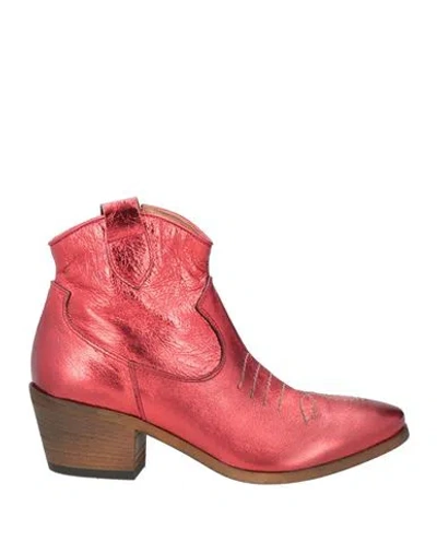 Je T'aime Woman Ankle Boots Red Size 9 Leather In Orange