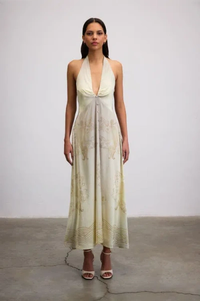 Je Te Veux Golden Koi Maxi Dress With Crystal Hem In Neutral