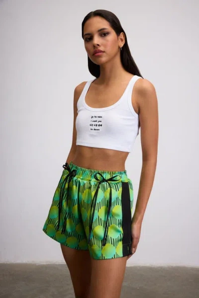 Je Te Veux Jett Polka Dot Elastic Wasited Shorts With Bow Details In White