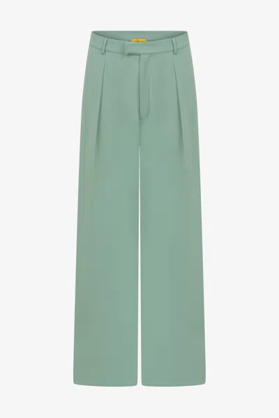 Je Te Veux Men's Basis Green Wide-leg Pants - Green In Blue